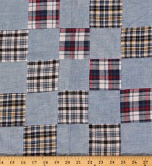 Cotton Plaid Patchwork Blue Red Black Yellow Yarn Dyed Fabric BTY D274.29
