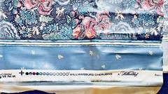 VTG “Wiliamsburg Cherubins “by Waverly Floral Stripe LAMINATED 54” X 18″Remant