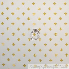 BonEful Fabric FQ Cotton Quilt White Winter Xmas Tree Forest Gold Metallic BOHO