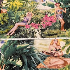 VINTAGE NWOT 4 Yards ROBERT KAUFMAN Cotton Floral Fabric Girls Bikinis Hawaiian