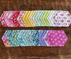 Chasing Rainbows 40 Pc Precut 1″ Finished Hexagons 3/8 Seam Riley Blake