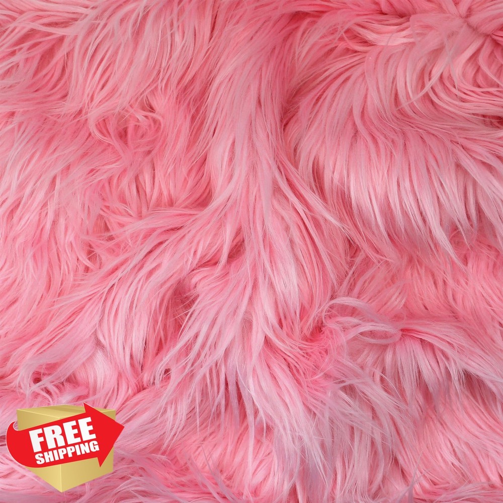 kullaloo Strawberry Icecream Faux Fur Fabric | Acrylic-Free, Solid Long Pile …