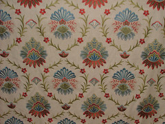 Embroidered Floral Curtain Fabric 0.9 Metres Amadore Poppy Upholstery Cushion