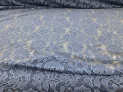 Embroidered Stretch Lace Apparel Fabric Sheer Floral Ash Blue YY410