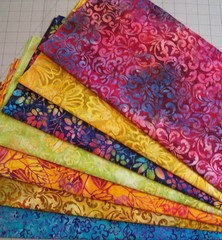 7 Batik Fat Quarters Bundle Bright Multi colors Fabric Precut