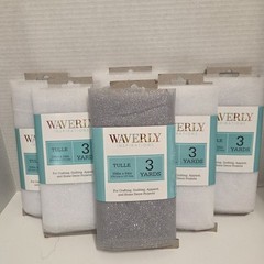 Lot Of 6 Waverly Tulle Fabric Packs 108″ X 54″ White, Silver Glitter 18 Yards