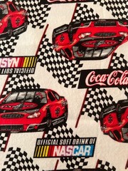 Fabric – OOP Coco Cola NASCAR Red Stock Car Auto Racing Flannel Cotton 28” x 44”
