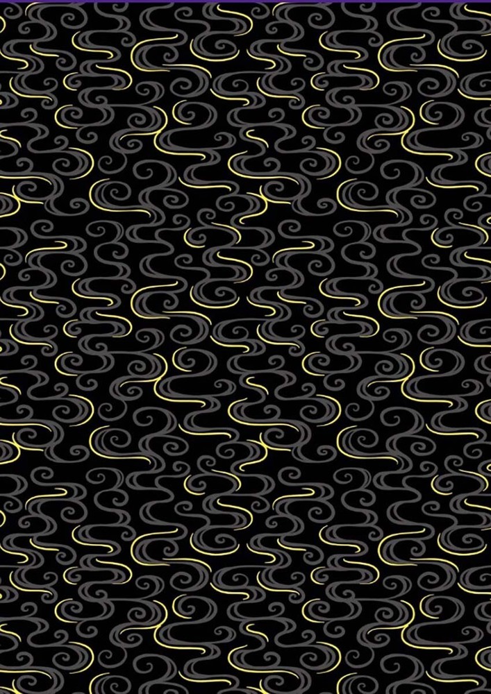Asian – Year of the Dragon – Dragon Swirls – LEIA-864-3 – BLACK – By Half Yard