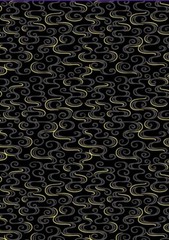 Asian – Year of the Dragon – Dragon Swirls – LEIA-864-3 – BLACK – By Half Yard