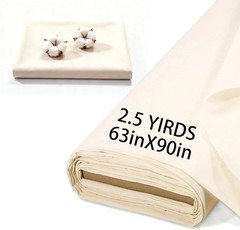100% Cotton Unbleached Muslin Fabric, 63 Inch X 2.5 Yards by The Yard, Medium &
