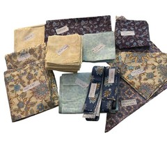 Quilt Finishing Fabric Lot 2 Block of the Month Setting Kits Floral Paisley Blue
