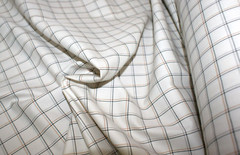 NATIVE SQUARES, White Creme Cotton Fabric, Mid Weight, LUXE Twill, By the Metre