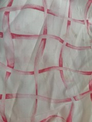 VTG French Country Ribbon Lattice Printed Fabric Cotton 15.6 Yards LOT NOS