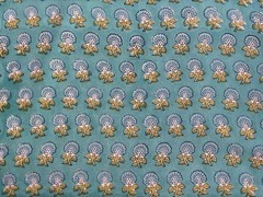 Teal Blue Mini Floral Hand Block Print Cotton Fabric Indian Ethnic Textile