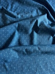 Japanese Cotton Fabric Deep Petrol Blue Textured Cross Pattern 42″W -By The Yard