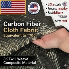 Carbon Fiber Cloth Fabric, 1×1 ft Equivalent to T700 3K Twill Weave Composite