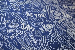 GIRLS FABRIC Fat Quarter FQ {100% COTTON} Rainbow KINDNESS Positive Message KIND