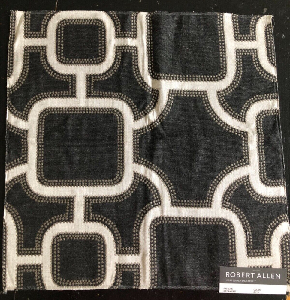 ROBERT ALLEN Riffian Fret in Onyx 17 3/8″ Sunbrella Acrylic Fabric Sample