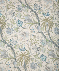 COWTAN & TOUT CURTAIN FABRIC DESIGN Arabella 3.5 METRES SKY/FERN LINEN BLEND