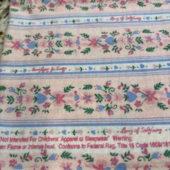 Vtg Fabric Lanz of Salzburg Brushed Poly Cottagecore Pink Blue Floral Hearts