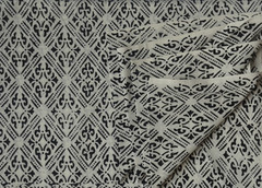 White & Black Hand Block 5 Yard 100%Cotton Fabric NO TARRIF CHARGES 100%✅KK17