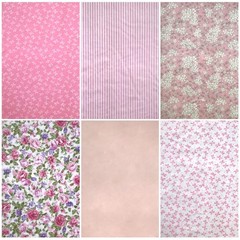 6Pcs 18X22 Inches Cotton Fabric Cute Random Pink Color Fat Quarter Bundles Patch