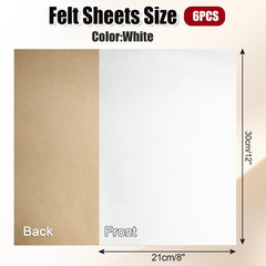 6 Pcs Self Adhesive Felt Sheets, White Felt Sheet with Adhesive Backing, 8 X 12
