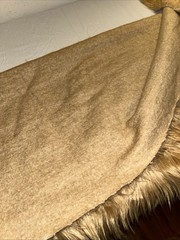 Golden Brown Faux Fur Fabric Remnant Uneven Cut Shaggy Long Pile 65″x55″