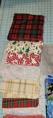 4″ Precut Fabric Squares Assorted Patterns Christmas and Plaid 1.7 Pound Lot