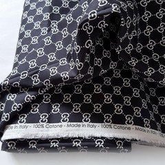 GG Monogram Print Stretch Cotton Fabric, Made In ITALY 58” Wide, Sold By Yard