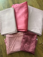 Vtg Silk Satin Fabric Lot Pink Craft Remnant Sew Material Damask Moire 5.5 Lbs
