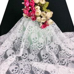 60 * 36 Inches Lace Fabric 1 Yard White Skull Pettern Lace Fabric 1 Yd Non-Str