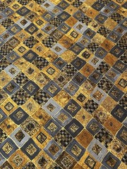 Gustav Klimt Gold Gray Squares Robert Kaufman Fabric BTY Quilting Sewing #17184