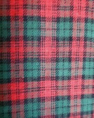 Vintage Sewing Fabric Plaid Flannel Red & Green 34×45″ Cotton 2″ Less Than 1yd