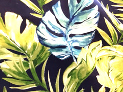 Tropical Outdoor Fabric Green Navy Blue Palm Leaves Patio Deck 4 Yard Lot