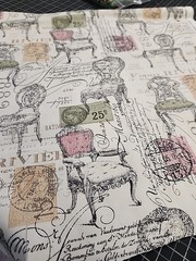 1 .50 yrd Victorian chair 1889 script cotton heavy duty bag making craft Fabric