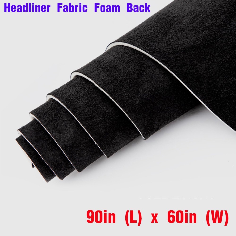 90″ x 60” Car Headliner Fabric Foam Backed Black for Car Replacement/Repair/DIY