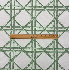 SUNBRELLA REIGH KELLY GREEN RATTAN BAMBOO WOVEN OUTDOOR INDOOR FABRIC BTY 54″W
