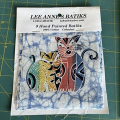 Lee Anne’s Batiks Batik Colorful Rainbow Cats Cotton 9 Squares 4.5”x5”