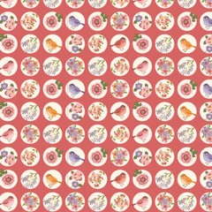 Nature Sings Tweeting Pink Birds 24109 Fabric Poppie Cotton by the Half Yard