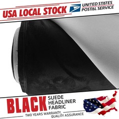 Black Suede Headliner Fabric Polyester Backing for Car Roof Panel Lining 60″x60″