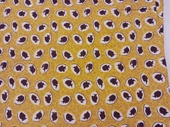 Vtg 1930s-40s Feedsack Fabric Golden Yellow w Brown & White Cameos Ladies Unopen