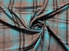 Scottish Tartan Check Fabric Material DESIGN 53 TURQOUISE GREY