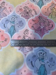 Disney Princesses Scrap 9″x 21”, Cotton Fabric, Fat Eighth, Cinderella, Ariel