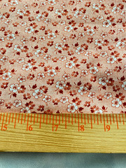 Vintage cotton print fabric-burnt orange &white floral on peach1 yd 20″x 44″