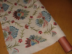 Embroidered Floral Curtain Fabric 0.85 Metres Amadore Poppy Upholstery Cushion