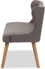 Stylish Grey Fabric & Natural Wood 3-Seater Settee Bench