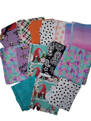 Destash Fabric Lot: 15+ Assorted Fat Quarters & Scraps – Gnomes, Paisley, Cotton