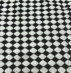 Black White Harlequin Diamond Pattern Cotton Fabric 3/4 yard #55