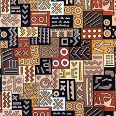 DTY African Print Fabric Geometric (6-3) Brushed Jersey Knit Apparel 58/60″ Wide